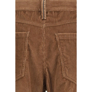 Brown Cotton Casual Pants