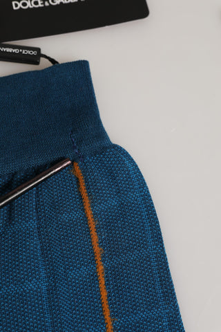 Men Blue Cotton Stretch Mid Calf Accessory Socks