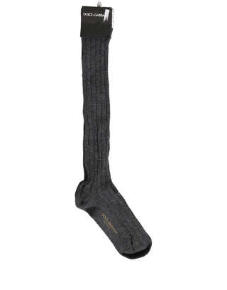 Gray Wool Blend Over The Calf Accessory Socks