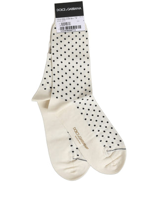Off White Cotton Polka Dot Mid Calf Accessory Socks