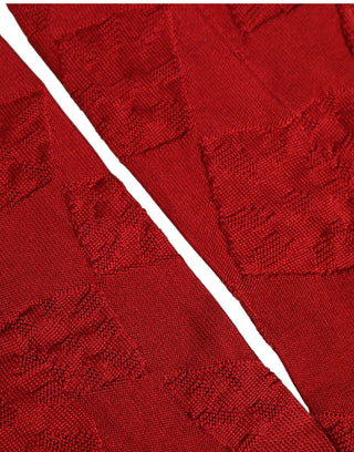 Men Red 100% Silk Mid Calf Accessory Socks