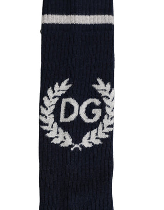 Men Navy Blue DG Logo Mid Calf Accessory Socks