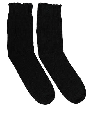 Men Dark Blue Cotton Ribbed Mid Calf Accessory Socks