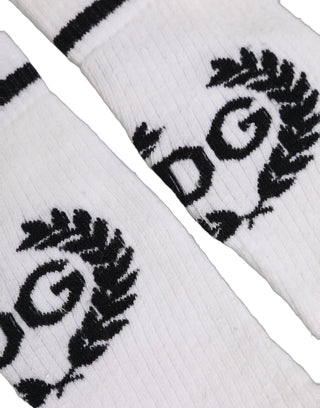 White Cotton DG Logo Mid Calf Accessory Socks