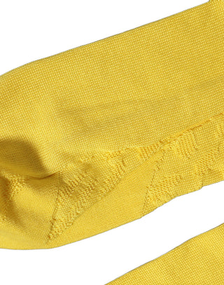 Men Yellow 100% Silk Mid Calf Accessory Socks