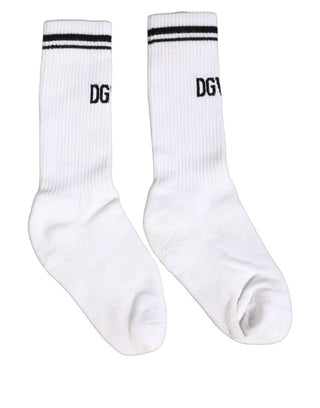 Men White DGVIB3 Cotton Mid Calf Accessory Socks