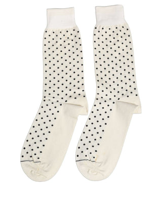Off White Cotton Polka Dot Mid Calf Accessory Socks