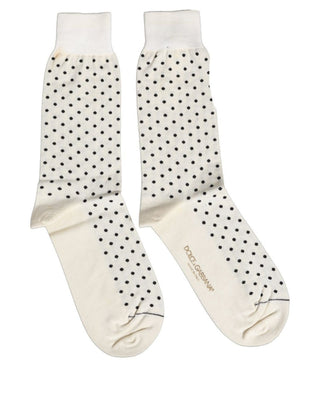 Off White Cotton Polka Dot Mid Calf Accessory Socks