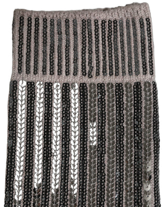 Gray Sequin Cotton Knit Mid Calf Accessory Socks