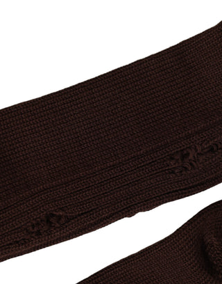 Dark Brown Cotton Distressed Mid Calf Accessory Socks