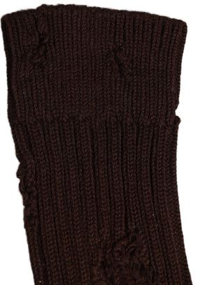 Dark Brown Cotton Distressed Mid Calf Accessory Socks