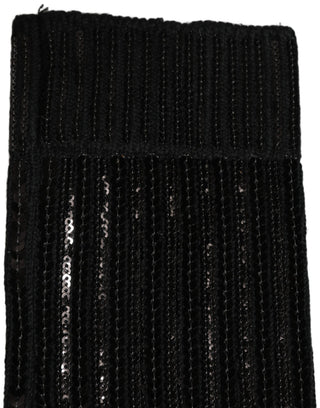 Black Sequin Cotton Knit Mid Calf Accessory Socks