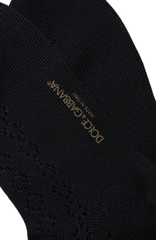 Dark Blue Cotton Knit Mid Calf Accessory Socks