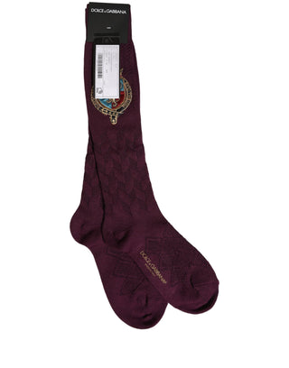 Burgundy Wool Crest Logo Knee High Accessory Socks