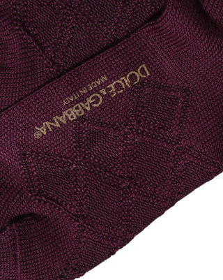 Burgundy Wool Crest Logo Knee High Accessory Socks