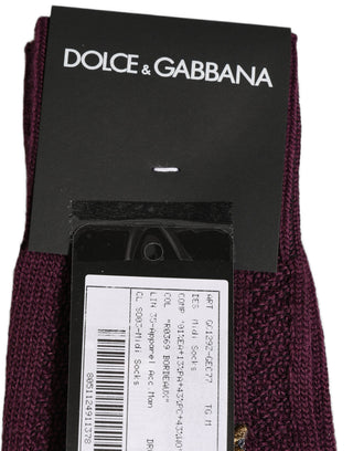 Burgundy Wool Crest Logo Knee High Accessory Socks