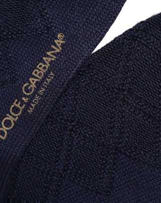 Navy Blue Wool Crest Logo Knee High Accessory Socks