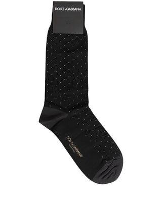 Men Black Cotton Polka Dot Mid Calf Accessory Socks