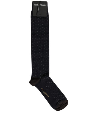 Men Black Cotton Polka Dot Over The Calf Socks