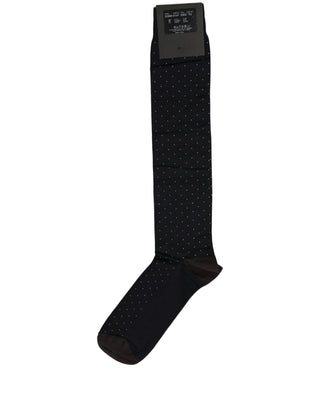 Men Black Cotton Polka Dot Over The Calf Socks