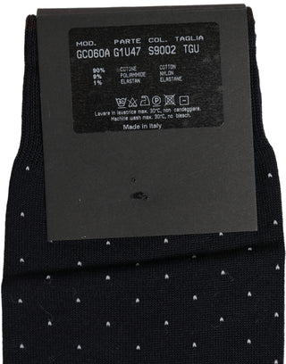 Men Black Cotton Polka Dot Over The Calf Socks
