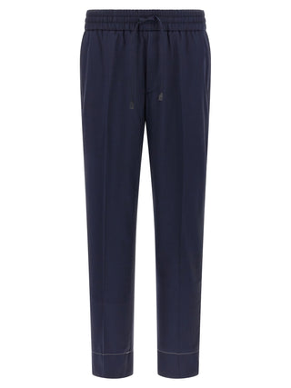 Blue Wool Casual Pants