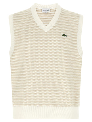 Beige Cotton Sleeveles Sweater