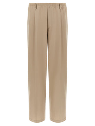 Beige Virgin Wool Casual Pants
