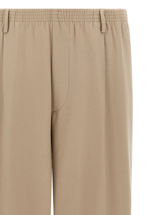Beige Virgin Wool Casual Pants