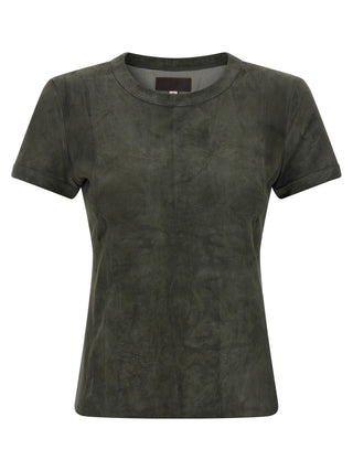 Gray Lamb Leather T-Shirt