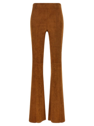 Brown Lamb Leather Flared Pants
