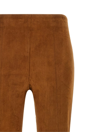 Brown Lamb Leather Flared Pants
