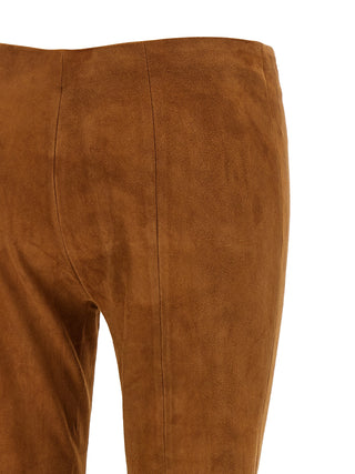 Brown Lamb Leather Flared Pants
