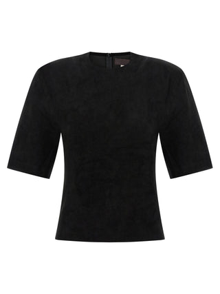 Black Lamb Leather T-Shirt