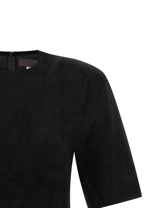Black Lamb Leather T-Shirt