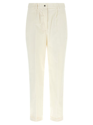 White Cotton Casual Pants