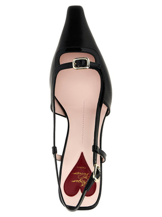 Black Calfskin Mid Heel Pumps
