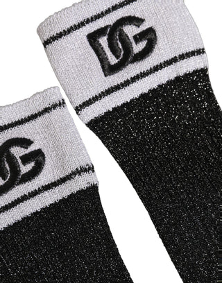 Black Viscose DG Logo Knee High Accessory Socks