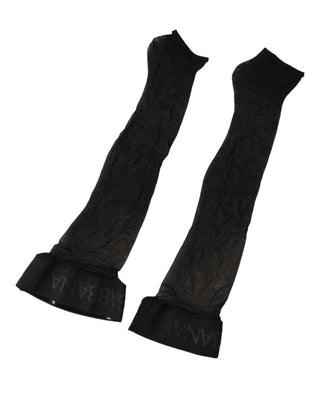 Black Nylon Logo Calf Long Women Accessory Socks
