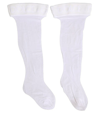 .White Nylon Logo Calf Long Women Accessory Socks