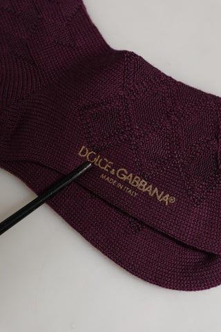 Burgundy Wool Crest Logo Knee High Accessory Socks