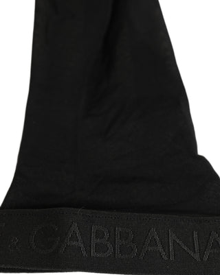 Black Nylon Logo Calf Long Women Accessory Socks