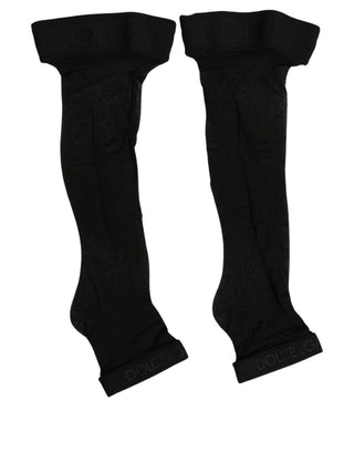 Black Nylon Logo Calf Long Women Accessory Socks