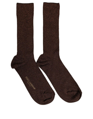 Dark Brown Viscose Logo Mid Calf Accessory Socks