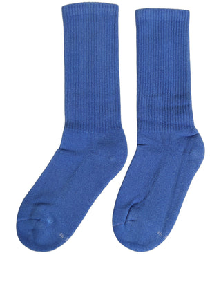 Blue Cotton Ribbed Mid Calf Women Accessory Socks