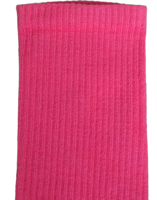 Pink Cotton Ribbed Mid Calf Women Accessory Socks