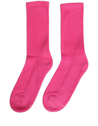 Pink Cotton Ribbed Mid Calf Women Accessory Socks
