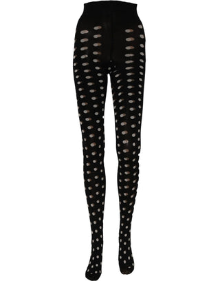 Black Polka Dot Fishnet Pantyhose Stockings Socks