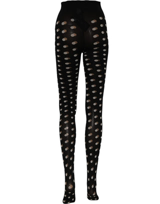 Black Polka Dot Fishnet Pantyhose Stockings Socks