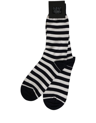 Black White Stripes Cotton Mid Calf Accessory Socks